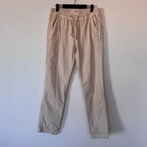 Marine Layer Size Medium Mens Beige Drawstring Cotton Pants Button Pocket